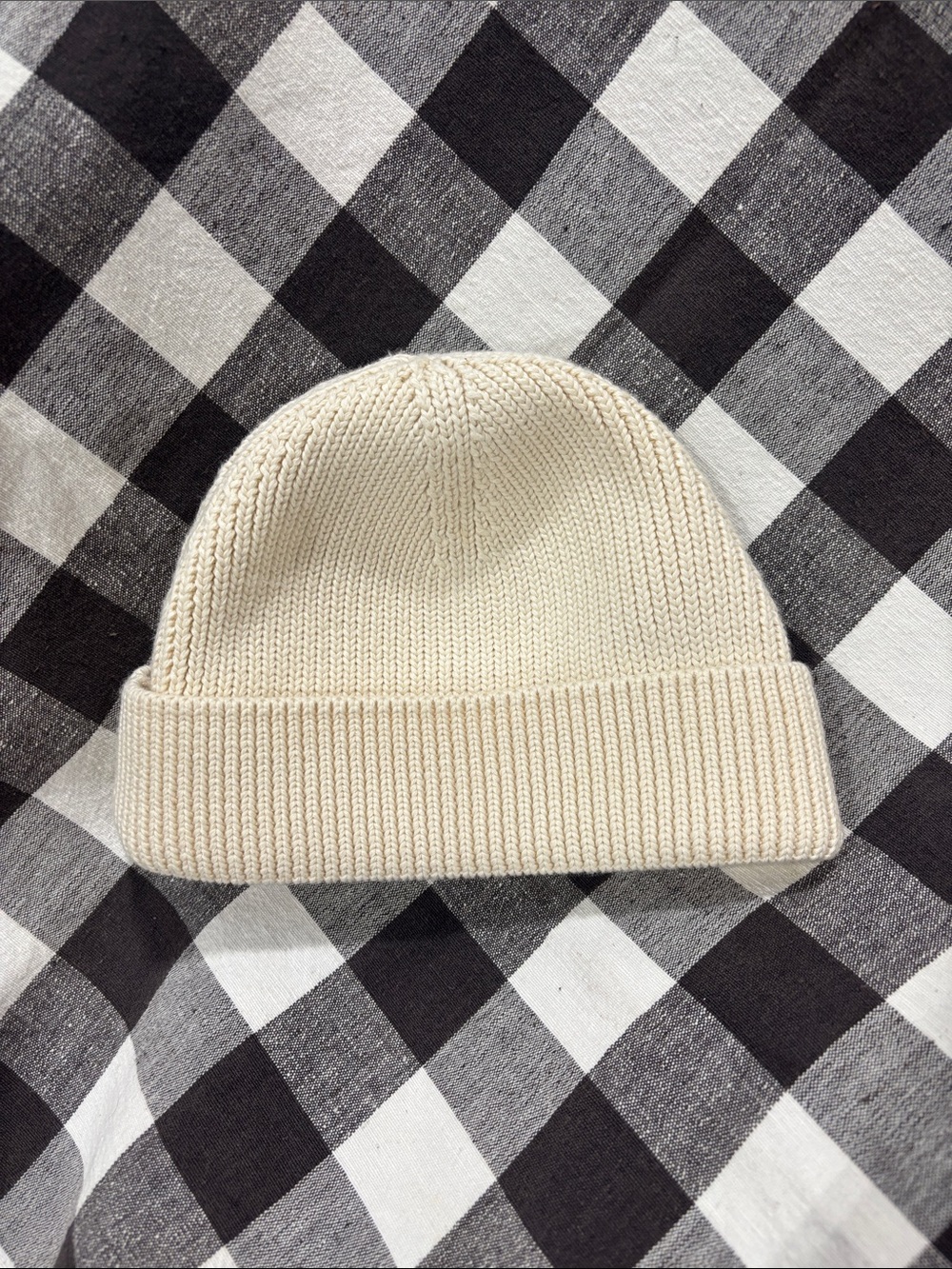 KOTN Cream Ribbed Knit Cuffed Beanie